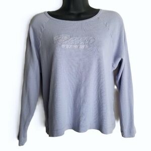 BUM Equipment Vintage 90s Pastel Blue Embroidered Logo Sweatshirt XL Soft Girl